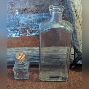 Antique Vintage Glass Medicine Bottle W Miniature Glass Corked Bottle